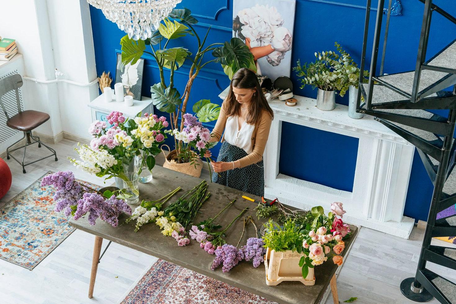 Fresh flowers on table